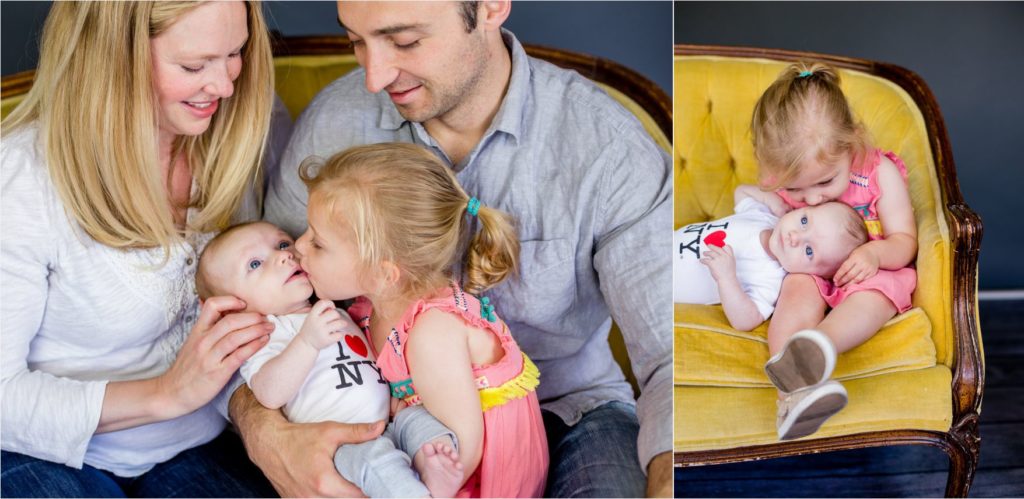 baby brother and sister portraits in studio